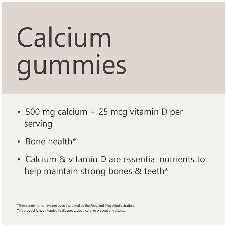 Walgreens Calcium 500 mg + Vitamin D 25 mcg (1000 IU) Gummies Natural Cherry, Orange & Strawberry 7