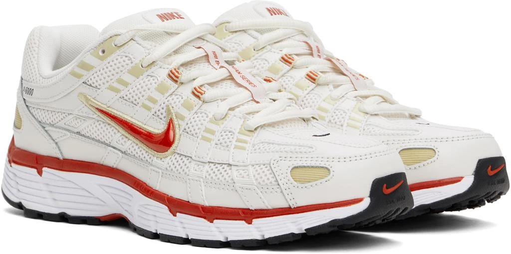 NIKE White & Red P-6000 Sneakers 4
