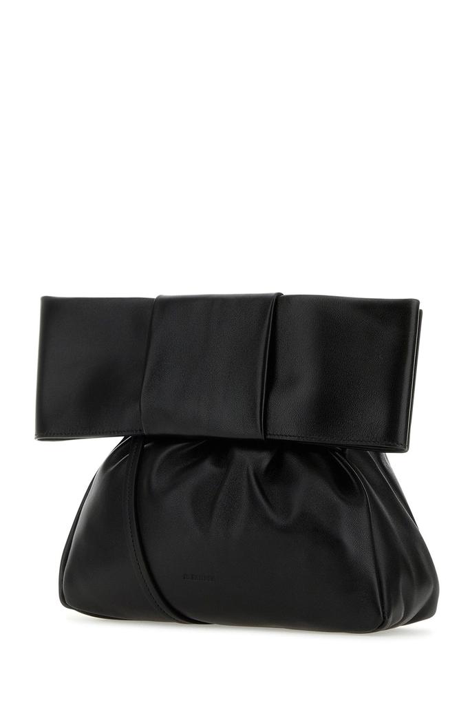 Jil Sander Black nappa leather medium Bow clutch
