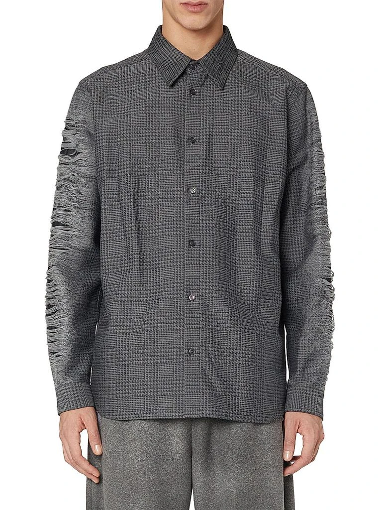 Diesel Olov Distressed Woven Button-Front Shirt 1