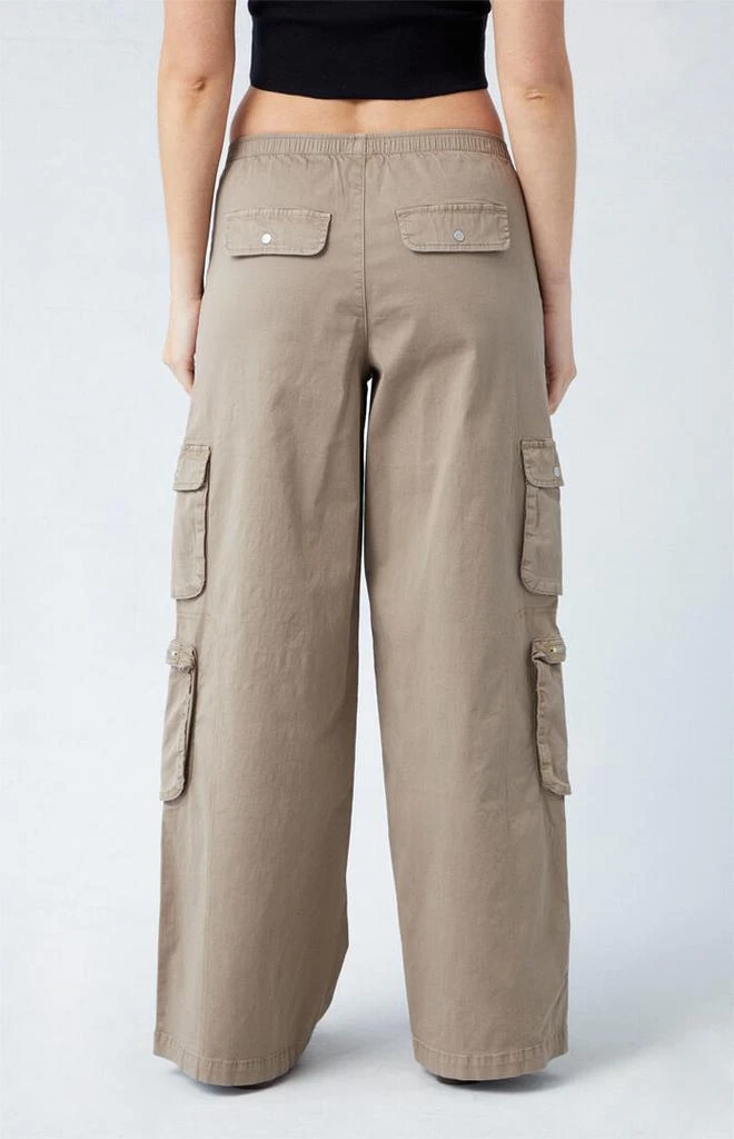 PacSun Taupe Draped Low Rise Wide Leg Cargo Pants 4