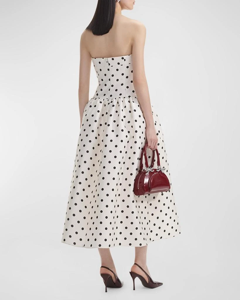 Self Portrait Strapless Polka Dot Taffeta Midi Dress 3