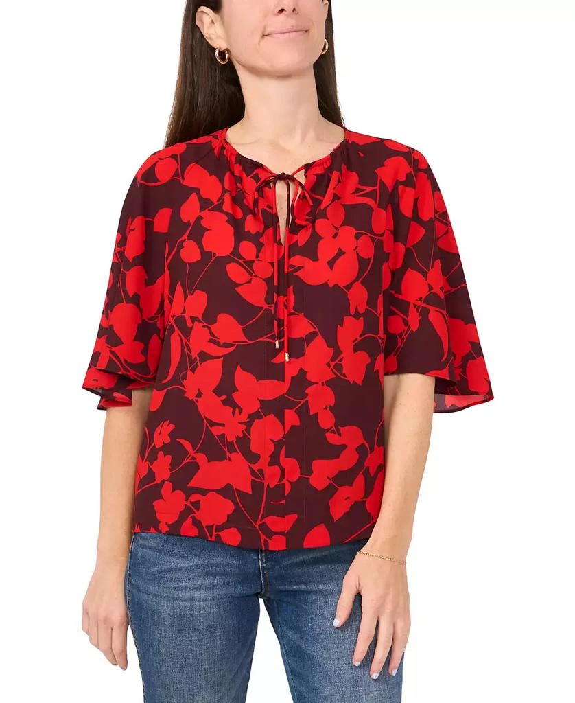 Sam & Jess Petite Tie-Neck Flutter-Sleeve Blouse 1