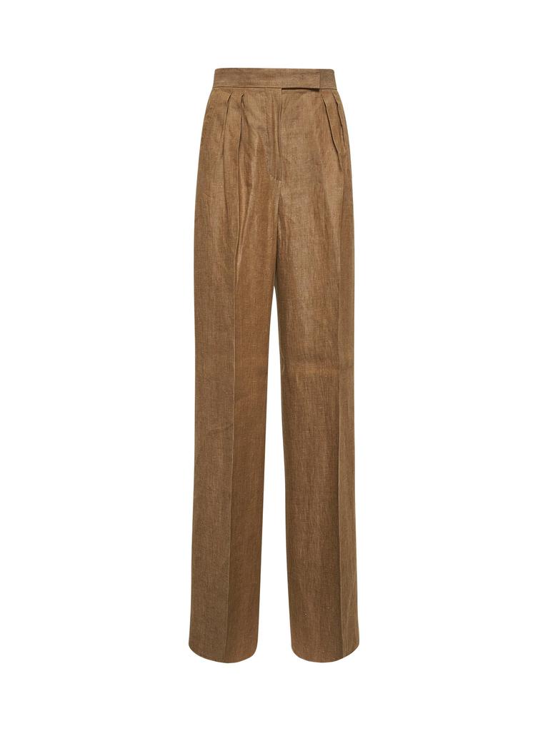 Max Mara MAX MARA | Beige linen RAUCHE wide leg trousers | Women | 38