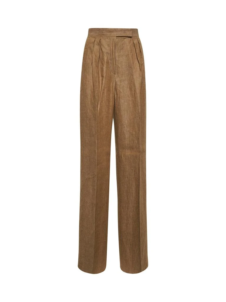 Max Mara MAX MARA | Beige linen RAUCHE wide leg trousers | Women | 38 1