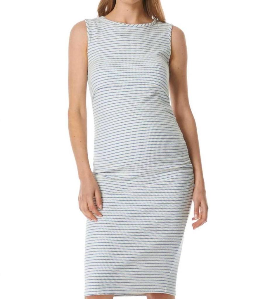 Soon Maternity Honor Ruched Tank Dress In Blue Striped