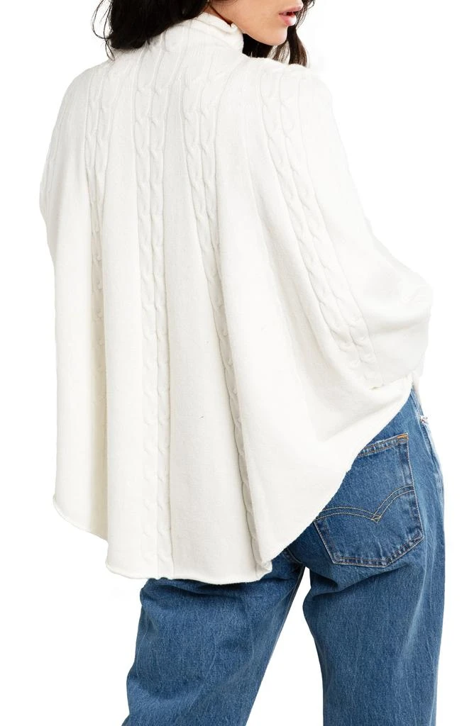 SAACHI Batwing Sleeve Cable Knit Poncho Sweater 2