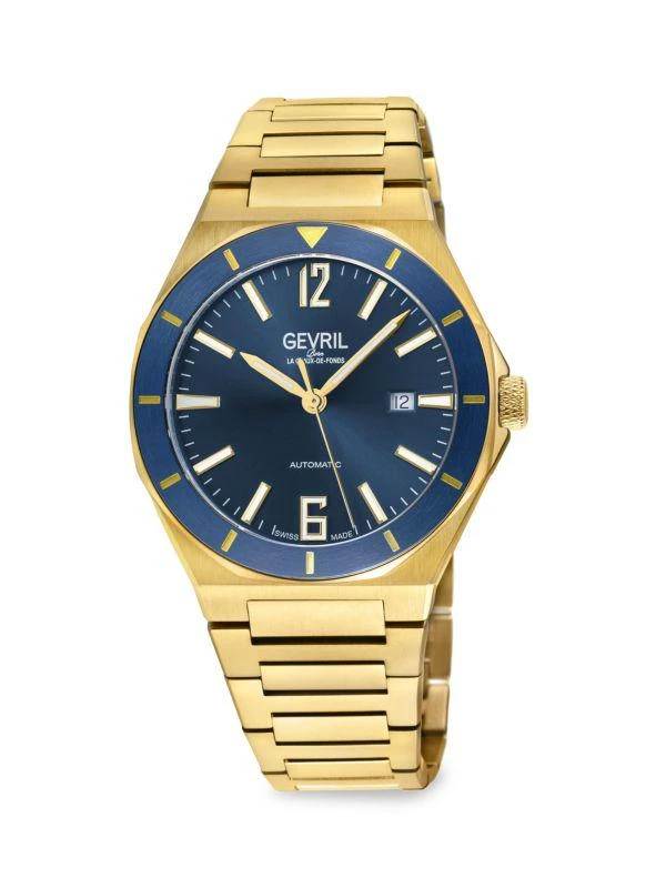 Gevril High Line 43MM Swiss Automatic Ion Plated Goldtone Stainless Steel Watch 1