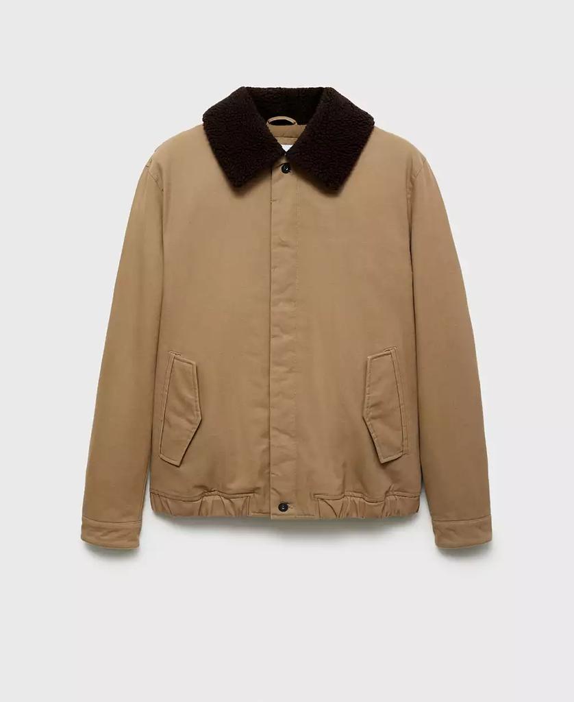 Mango Men
s Sheepskin Collar Quilted Jacket