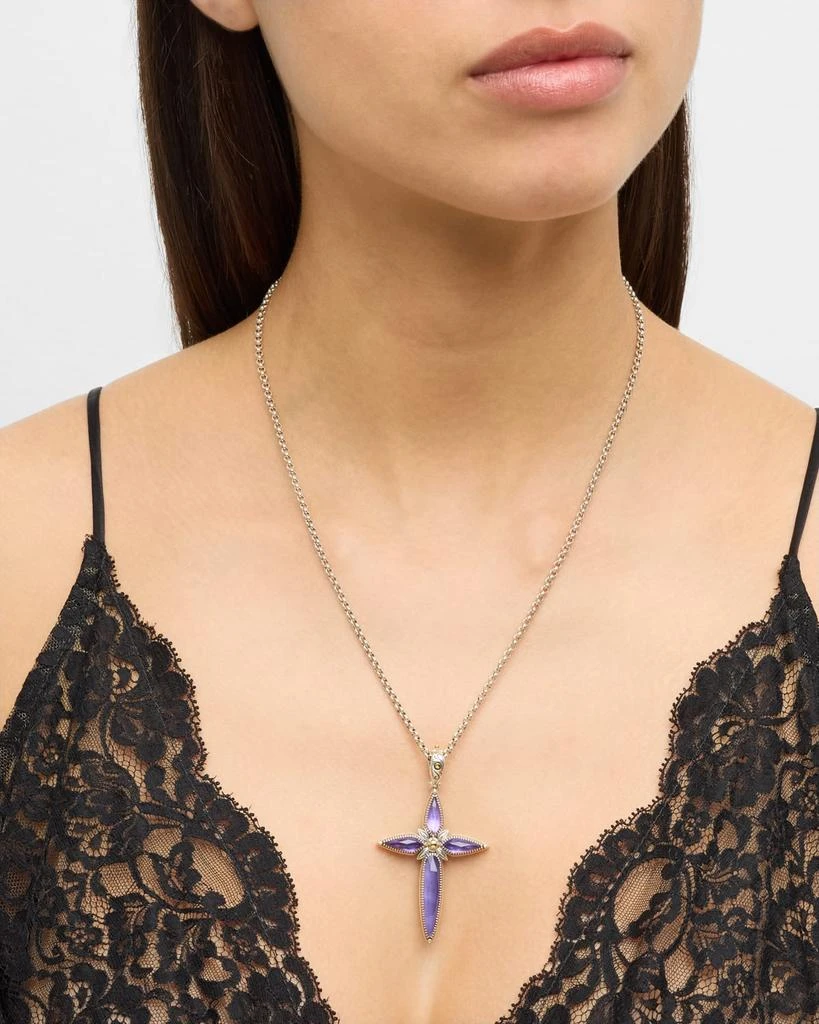 Konstantino Gen K 2 Sterling Silver and 18K Gold Crystal Cross Pendant 2