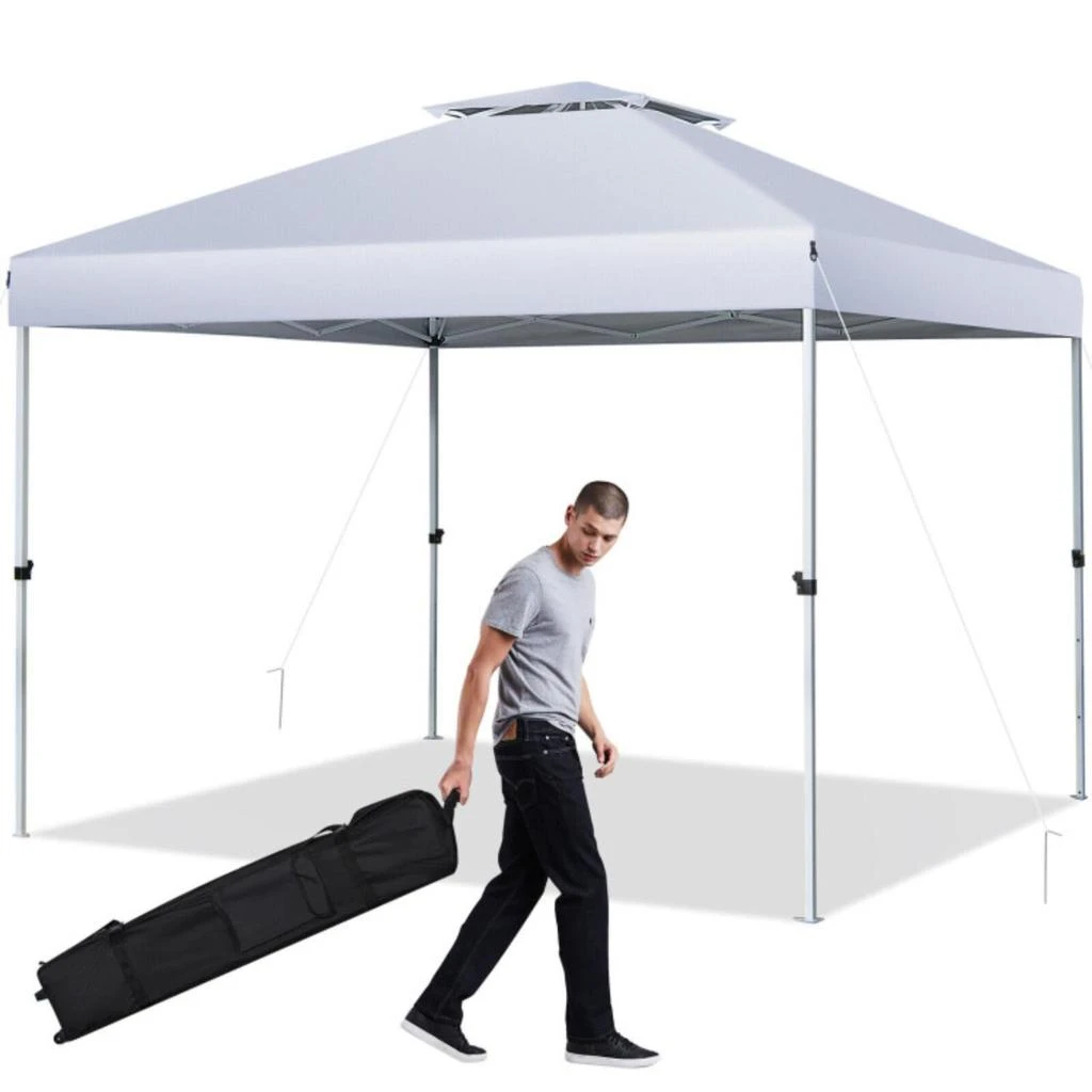 Hivvago 2-Tier 10 x 10 Feet Pop-up Canopy Tent with Wheeled Carry Bag-Black 3