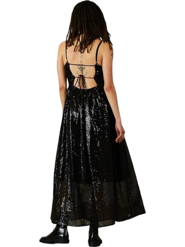 ALI GOLDEN Tie Back Maxi Dress In Black Sequins 2