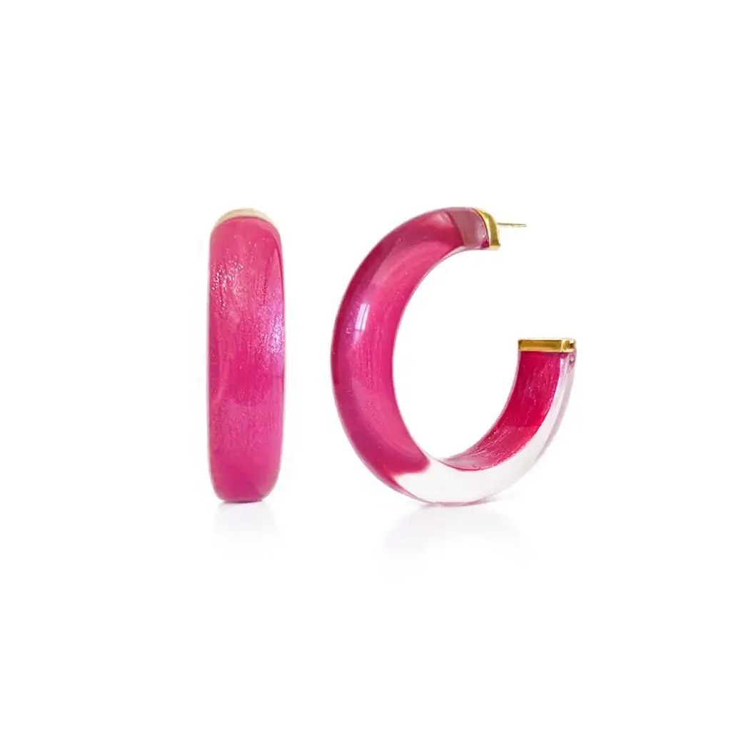 Gold & Honey Gold & Honey - Women's Small Illusion Lucite Hoop Earrings