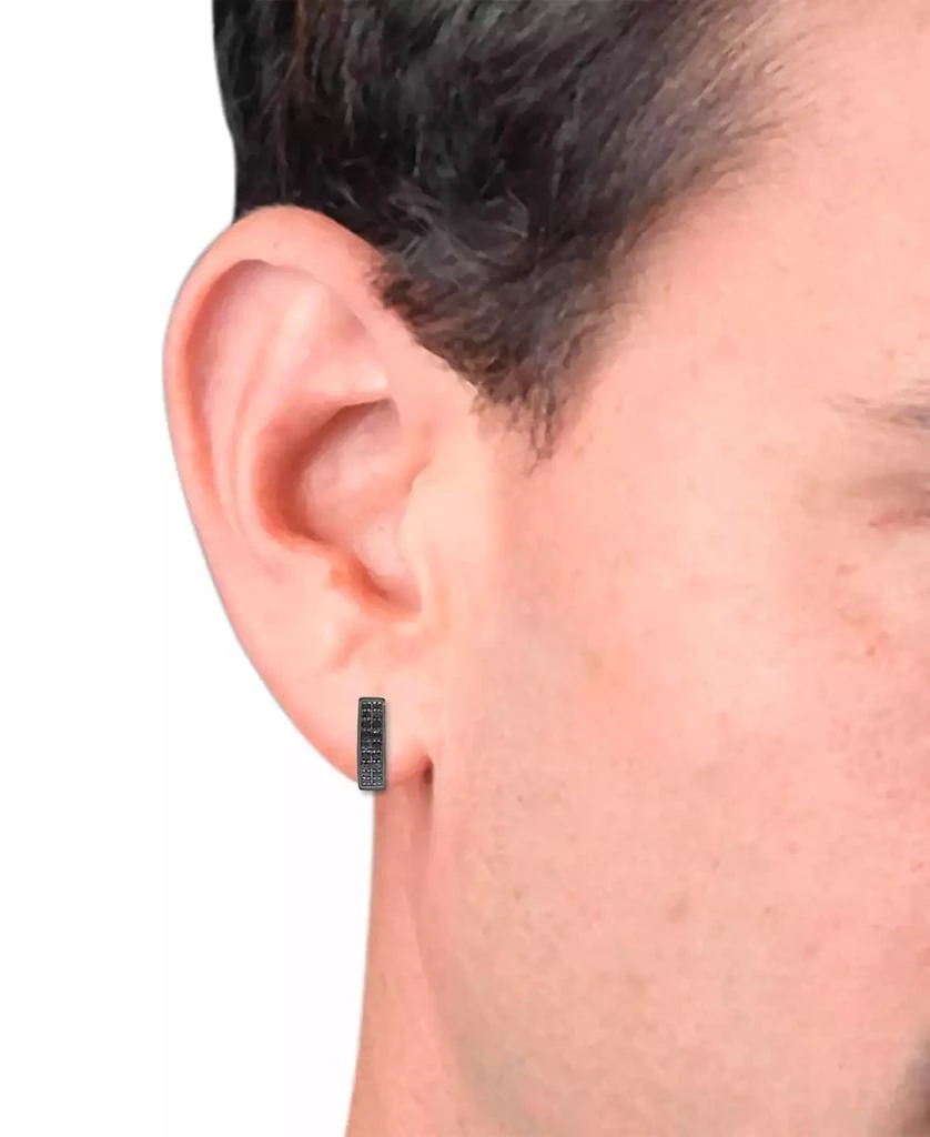 Macy's Men's Black Diamond Double Row Huggie Hoop Earrings (1/3 ct. t.w.) in 14k Gold-plated Sterling Silver or Black Rhodium-plated Sterling Silver,  1/2" 2