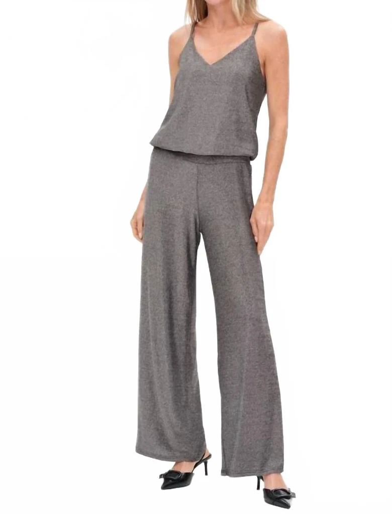 SIX/FIFTY Lurex Sleeveless Jumpsuit In Silver 1