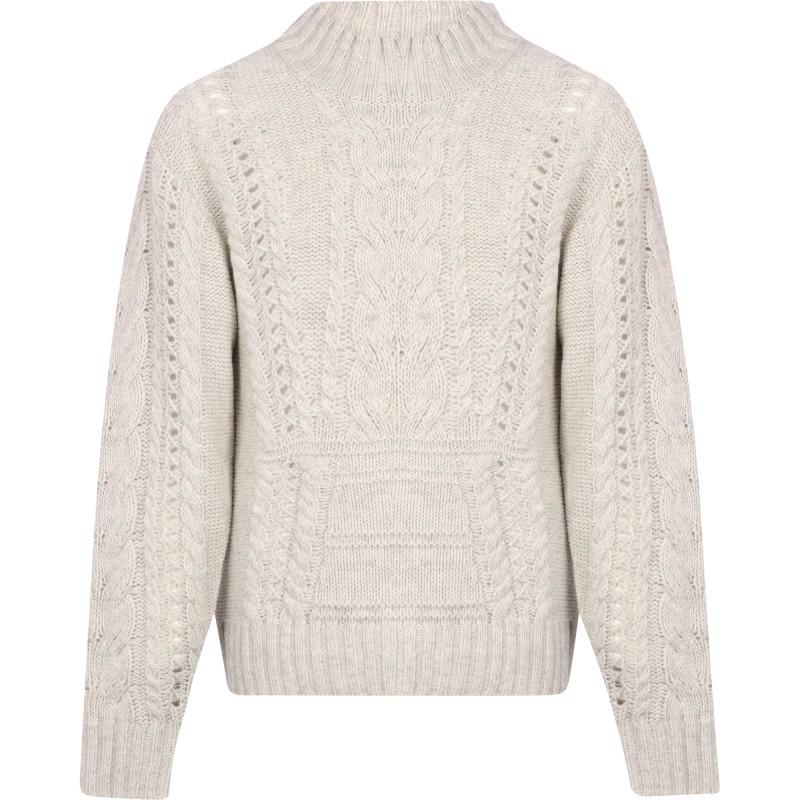 Designers Remix Girls Cable knit wool sweater in oatmeal