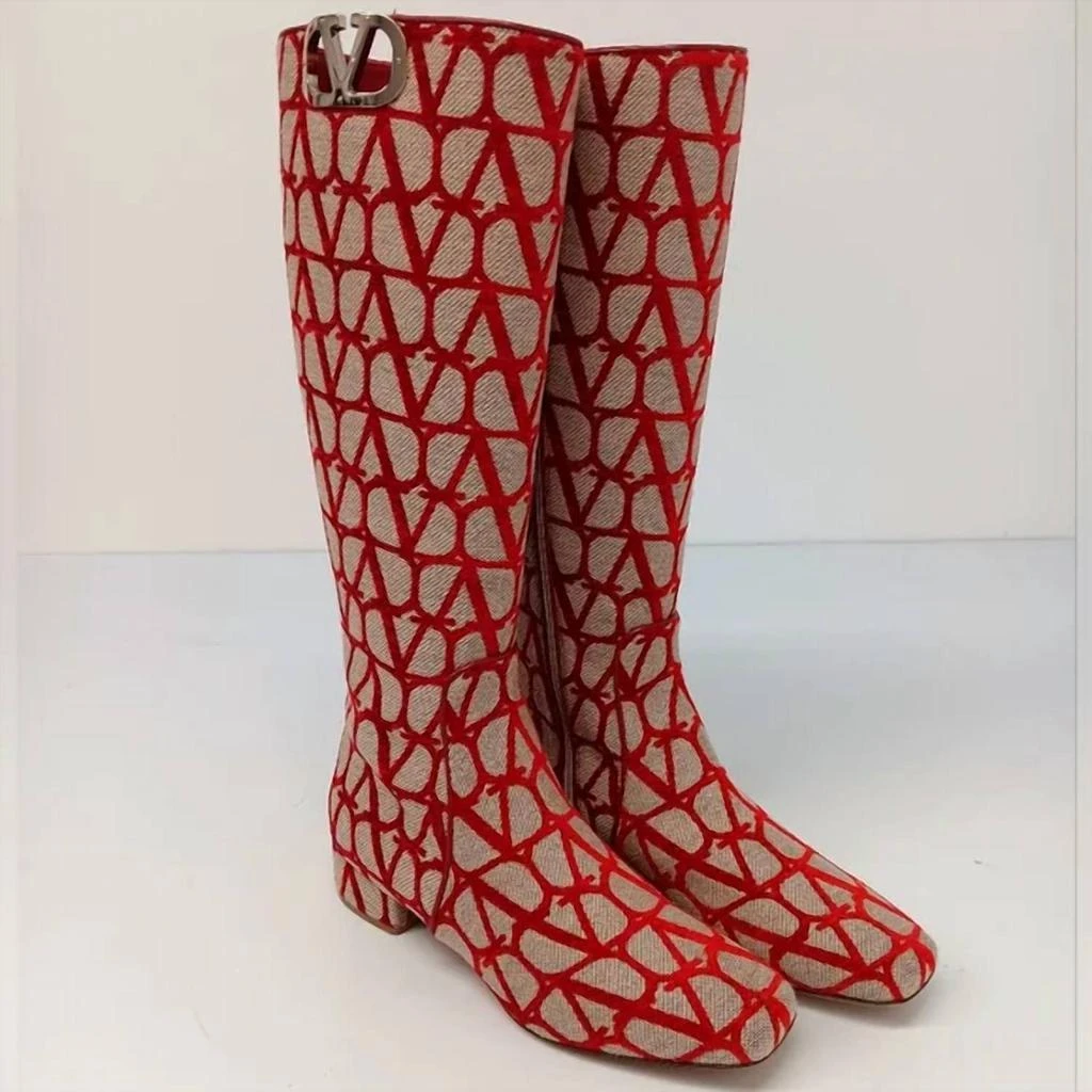 Valentino Valentino Garavani - Women
s Toile Iconographe Vlogo Knee Hi Boots 1