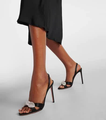 Aquazzura Very Bow Tie 105 embellished satin sandals 4