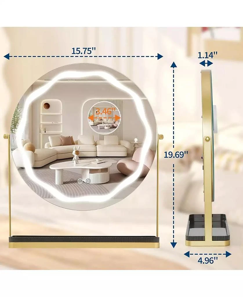 Homfan LED Vanity Mirror with Touch Control, Desktop Makeup Mirror for Bedroom or Bathroom 2