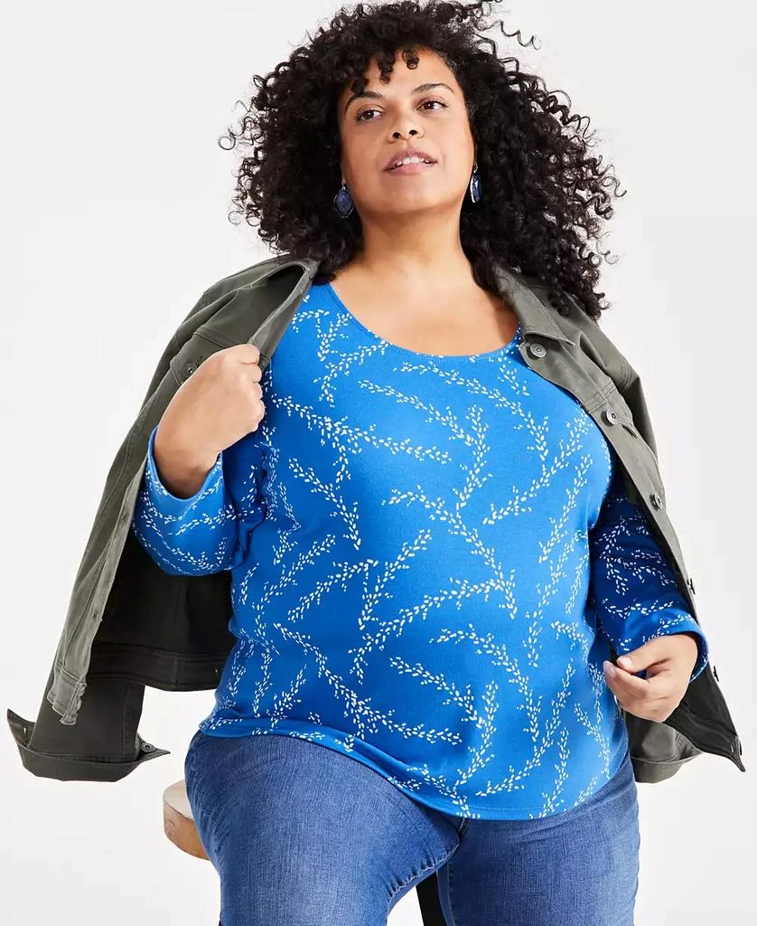 Style & Co Plus Size Printed Long-Sleeve Top, Created for Macy's 2