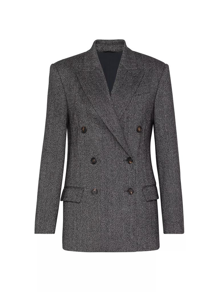 ジャケット Brunello Cucinelli Brushed techno wool chevron blazer Brown Chevron deconstructed blazer for Man in Brown | Brunello