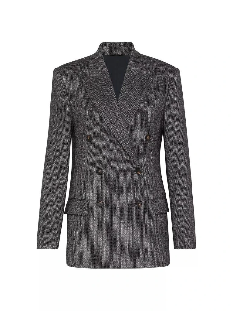 Brunello Cucinelli Brushed Techno Wool Chevron Blazer 1