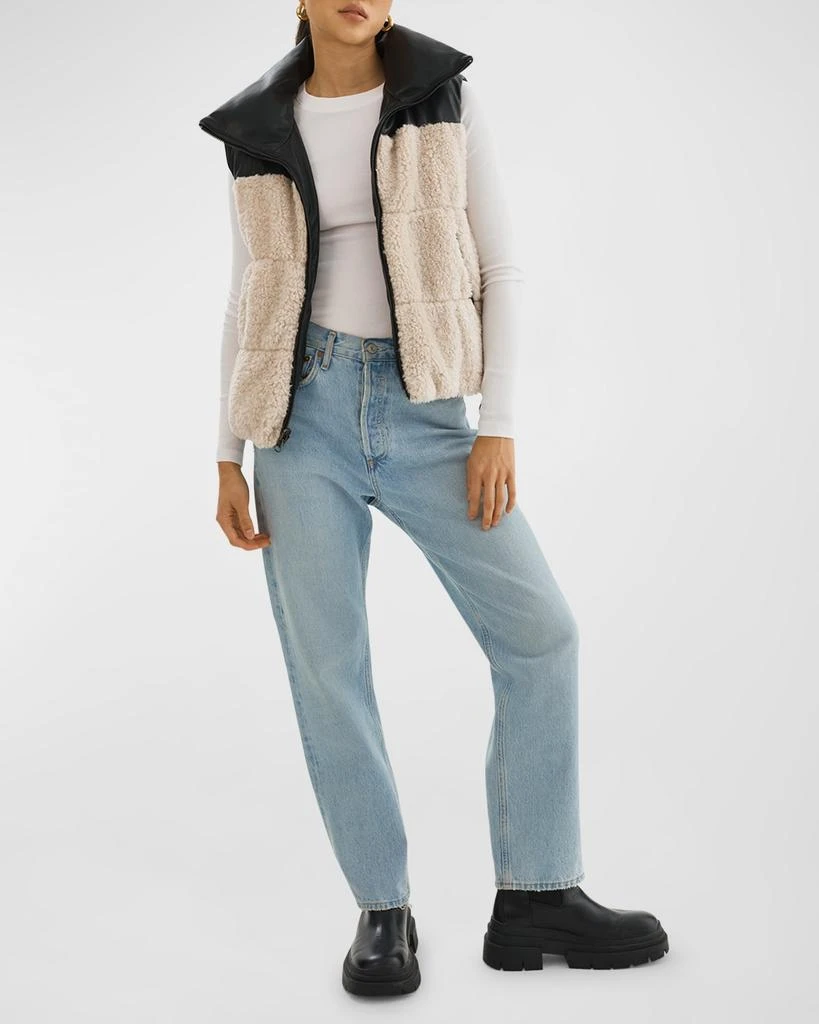LaMarque Marina Reversible Faux Leather and Fleece Vest 2