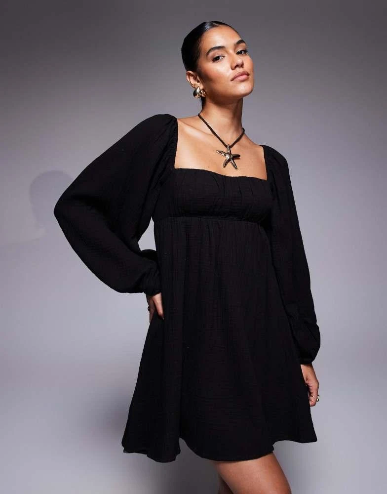 chinese dress ladies Charvi Long Sleeve Mini Dress Black