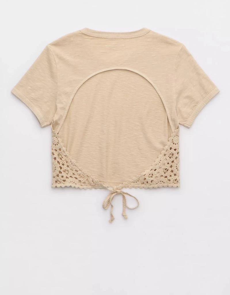 Aerie Aerie Summer House Crochet Open Back Baby T-Shirt 4
