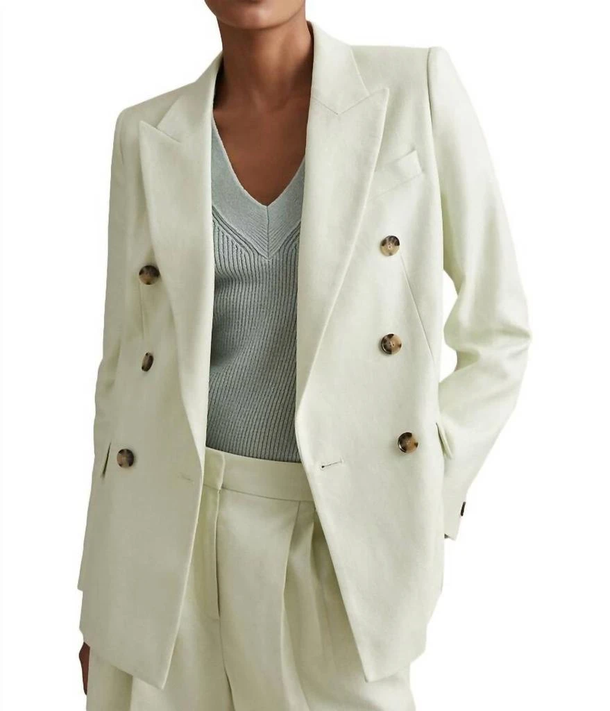 REISS Reiss - Dianna Double Breasted Linen Blend Suit Blazer