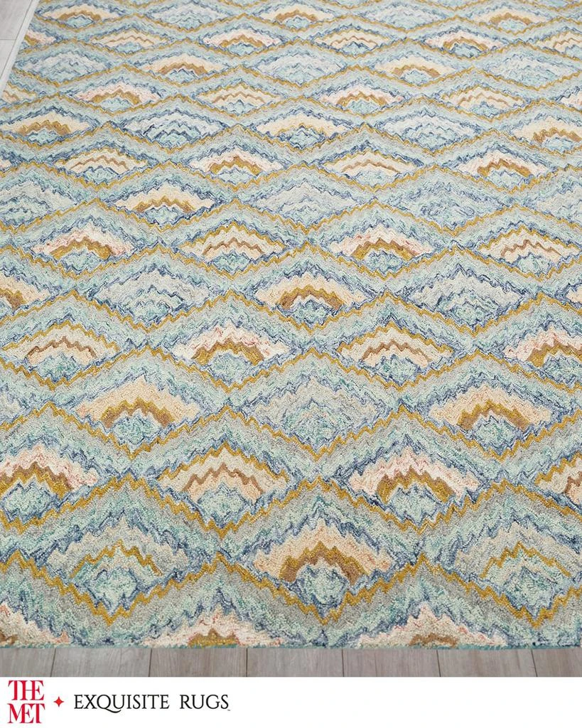 Exquisite Rugs Bargello Hand-Tufted Light Blue Multi Rug, 10' x 14' 4