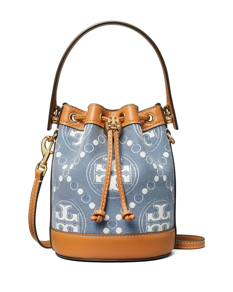 Tory Burch Mini T Monogram Denim Bucket Bag 1