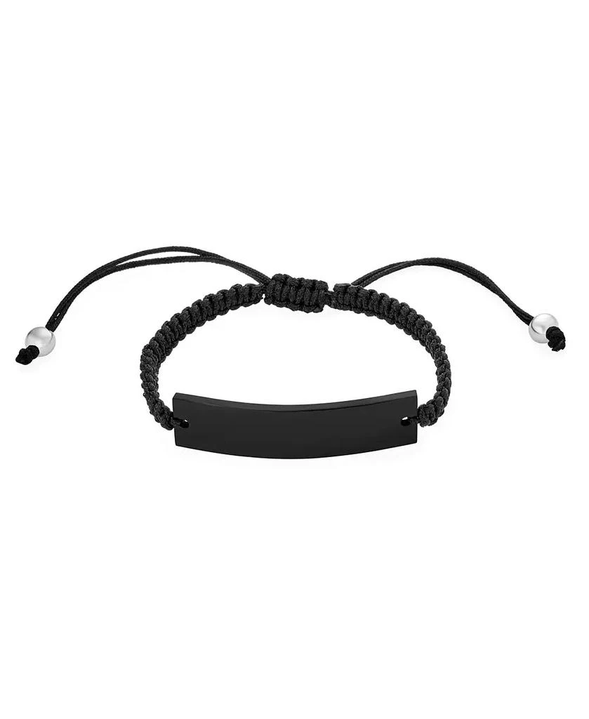 Bling Jewelry Braided Rope Cord Identification Black Name Adjustable Slide Bracelet Black Plated Stainless Steel 3