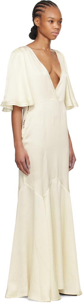 BODE Off-White Satin Claret Maxi Dress