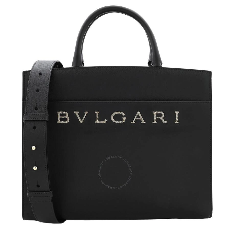 BVLGARI Black Leather Logo Tote 291652 1
