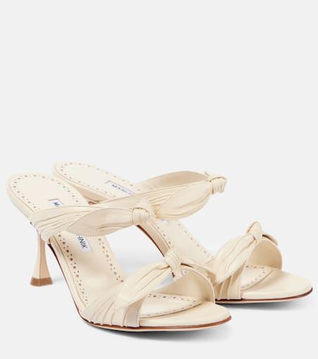 上品★ MANOLO BLAHNIK Lollo 70 bow-detail leather sandals Manolo Blahnik Lollo 70 bow-detail leather sandals - Sandals