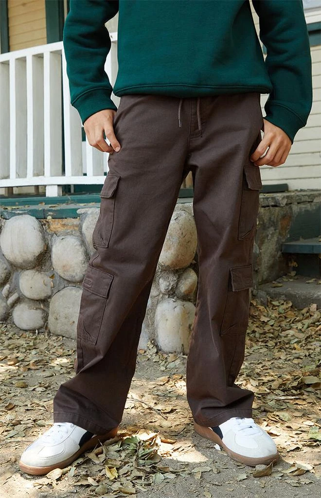 PacSun Kids Stretch Brown E-Waist Porter Baggy Cargo Pants 2