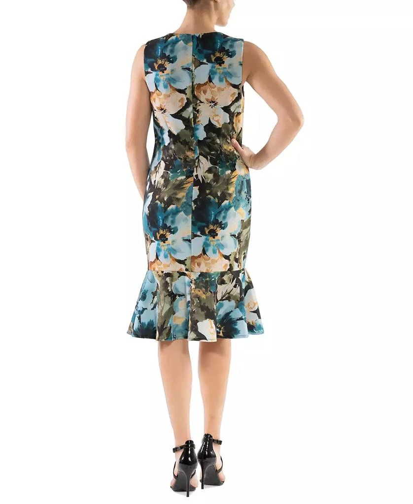 Donna Ricco Women's Floral-Print Flounce-Hem Sheath Dress 3