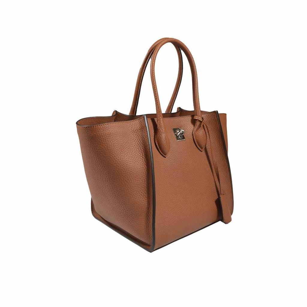 ERMANNO Maggie Medium Shopping Bag In Camel Leather
