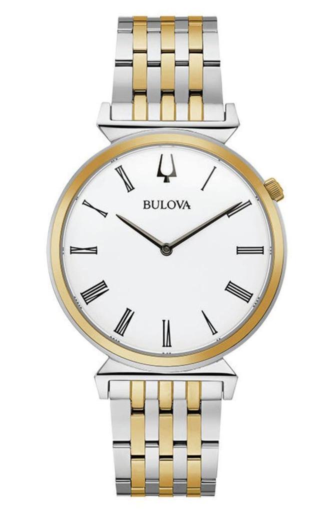 BULOVA Men's Regatta White Dial Stainless Steel Heritage Watch, 38mm