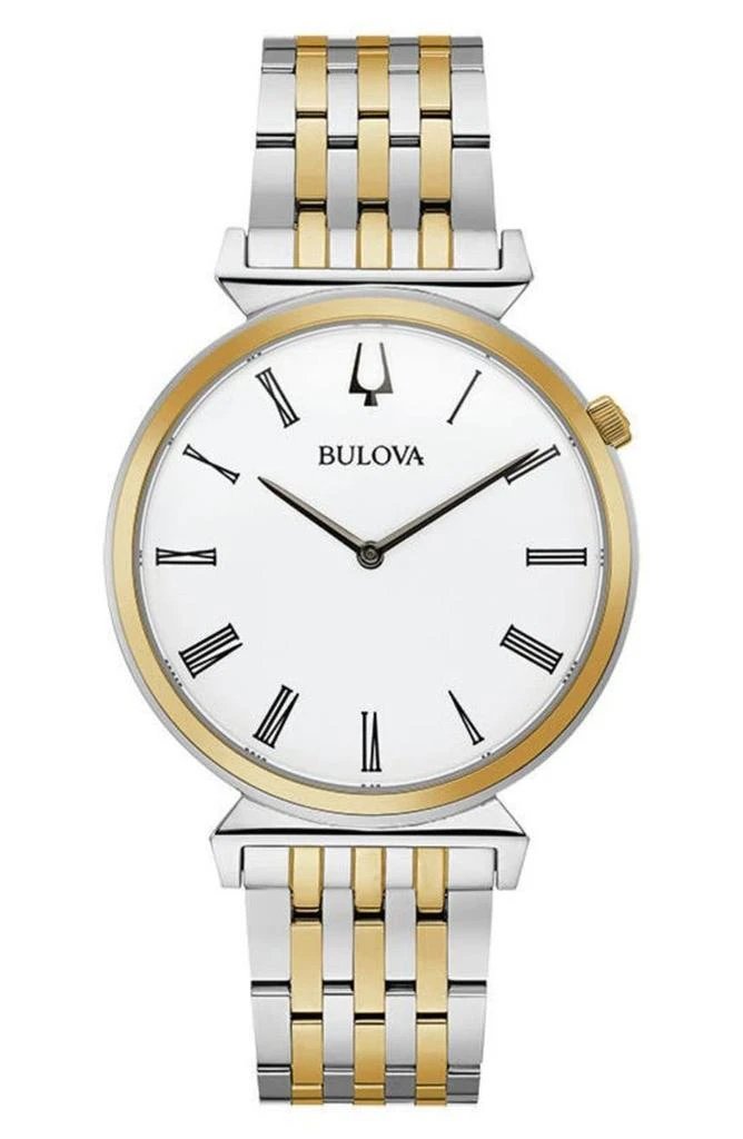 BULOVA Men's Regatta White Dial Stainless Steel Heritage Watch, 38mm 1