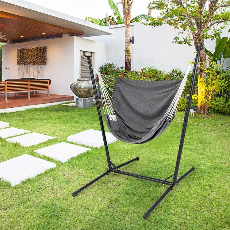 Hivvago Hammock Chair with Stand 6-Position Adjustable Height and Side Pocket 2
