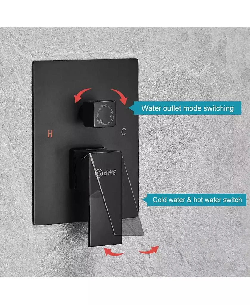 Greenspring Single-Handle 2-Spray Square High Pressure Shower Faucet with 16" Ceiling Shower Head in Chrome (Valve Included) 5