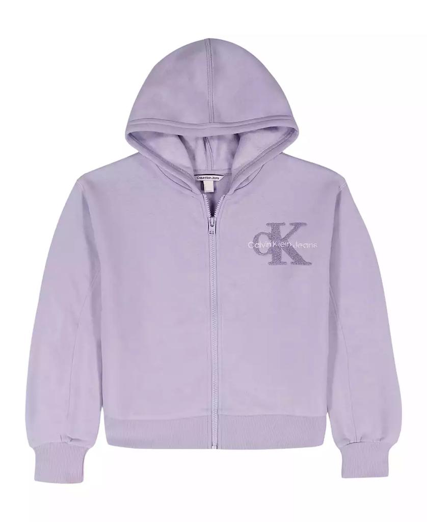 Calvin Klein Girls' 7-16 Front-Zip Long Sleeve Hoodie