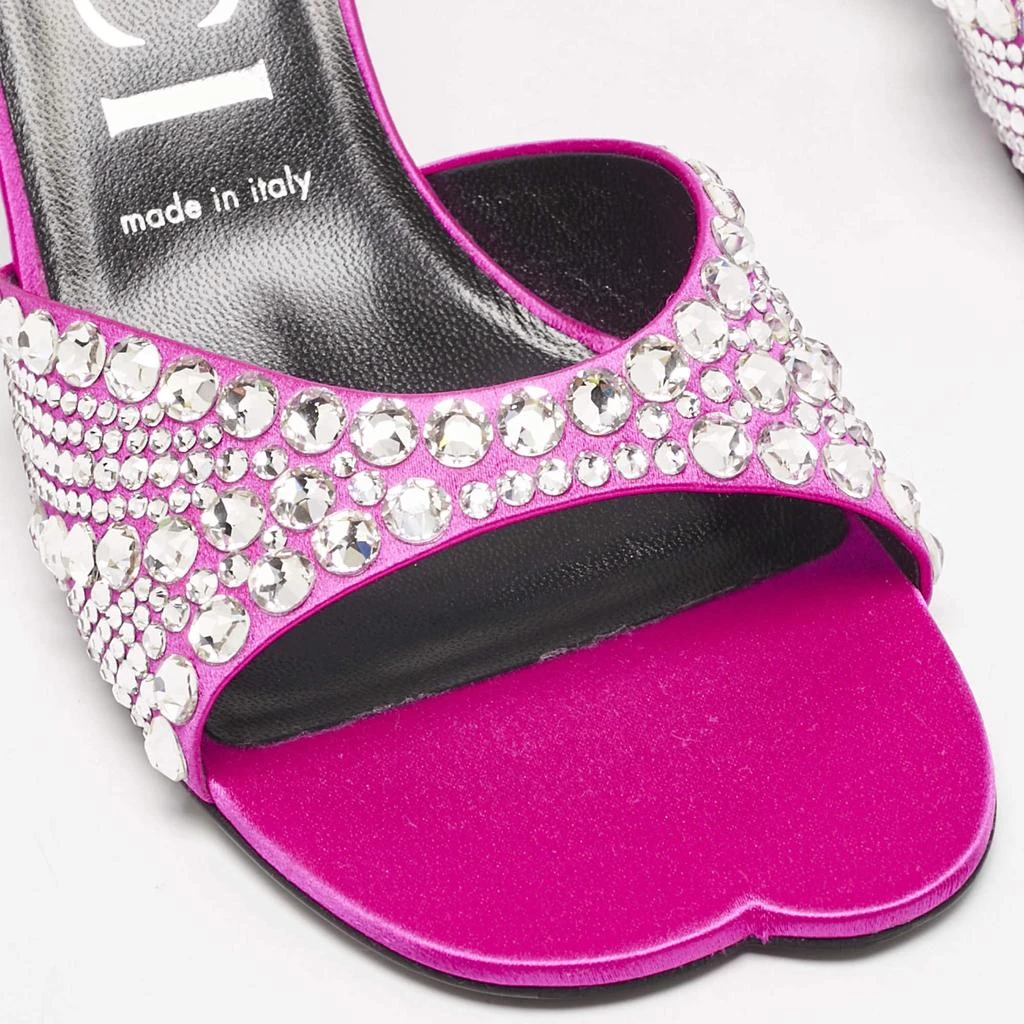 Gucci Gucci Pink Satin Galactica Crystal Embellished Slide Sandals Size 37 7