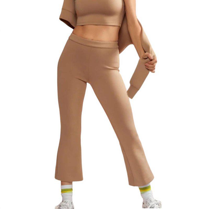 Cynthia Rowley Bonded Cropped Flare Pants In Camel