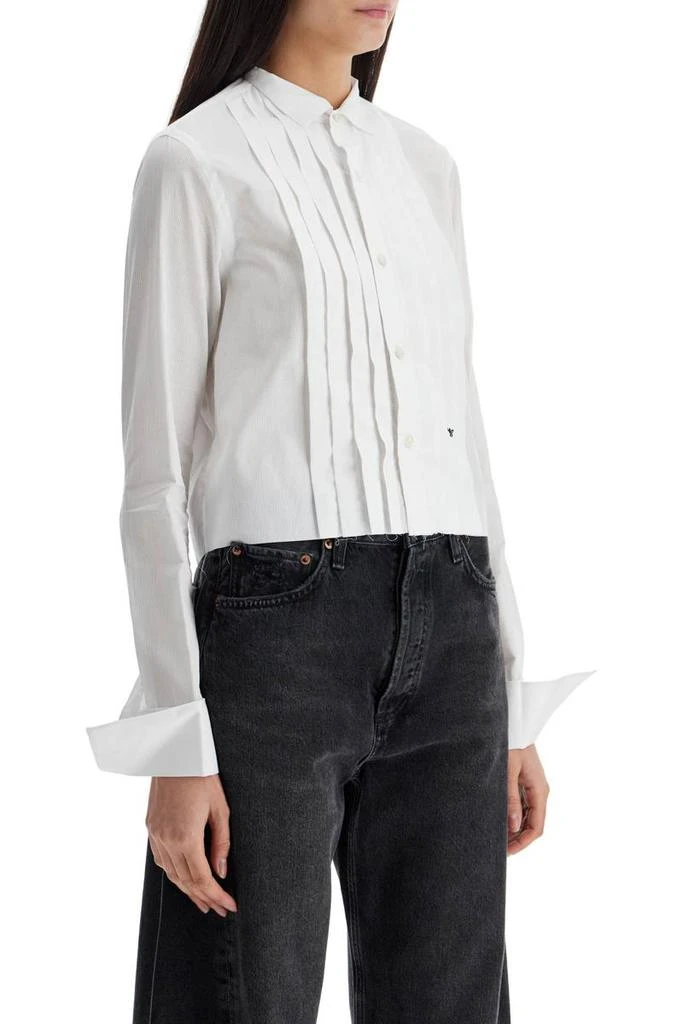 Homme Girls white cropped tuxedo shirt with wide neckline 2