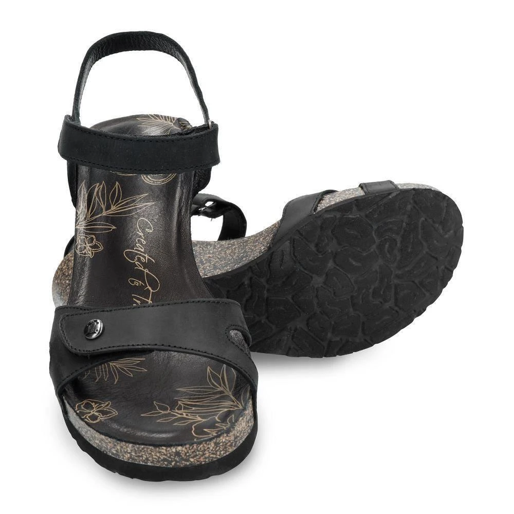 PANAMA JACK Women's Julia B1 Wedge Black Leather Sandals 3