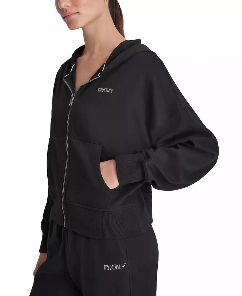 DKNY Sport Women's Rhinestone Logo Full-Zip Hoodie 8