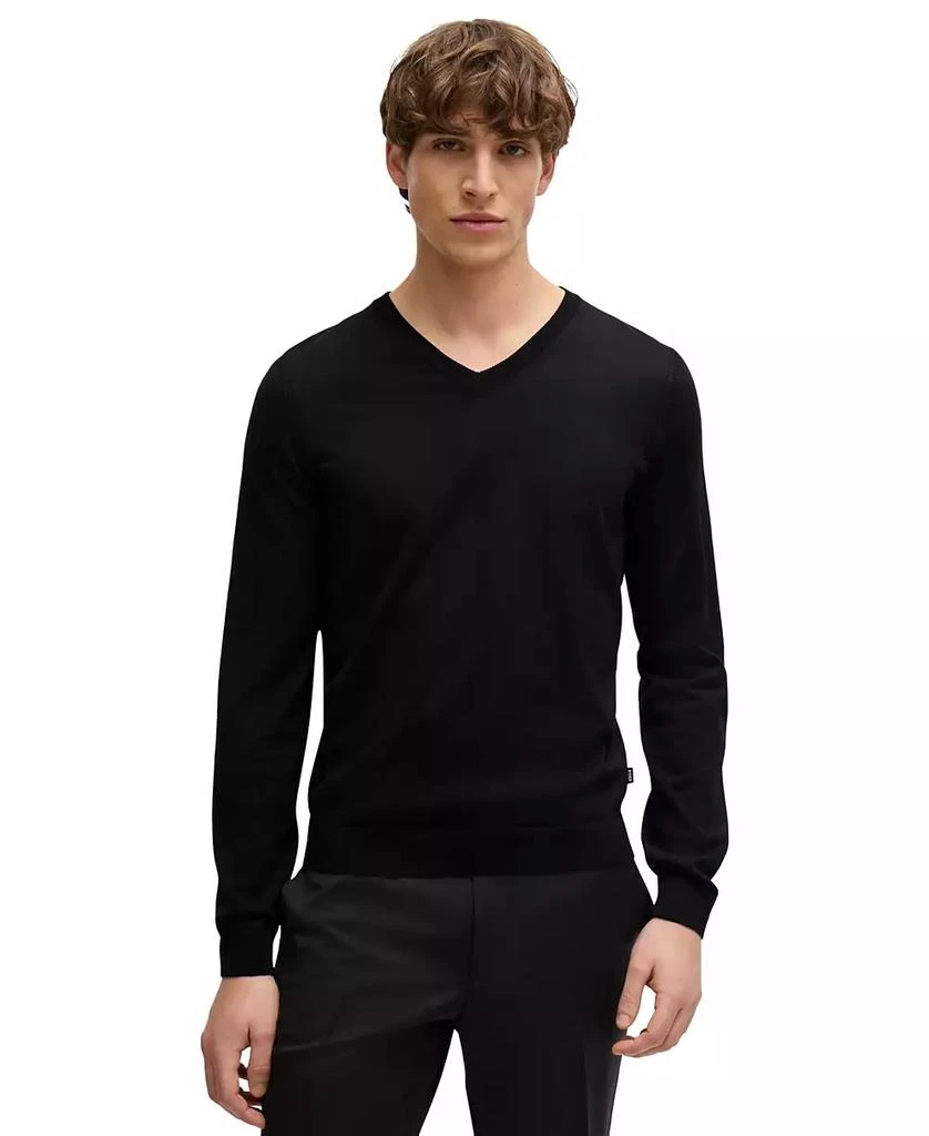 Hugo Boss Men's Slim-Fit Merino Wool V-Neck Sweater 1